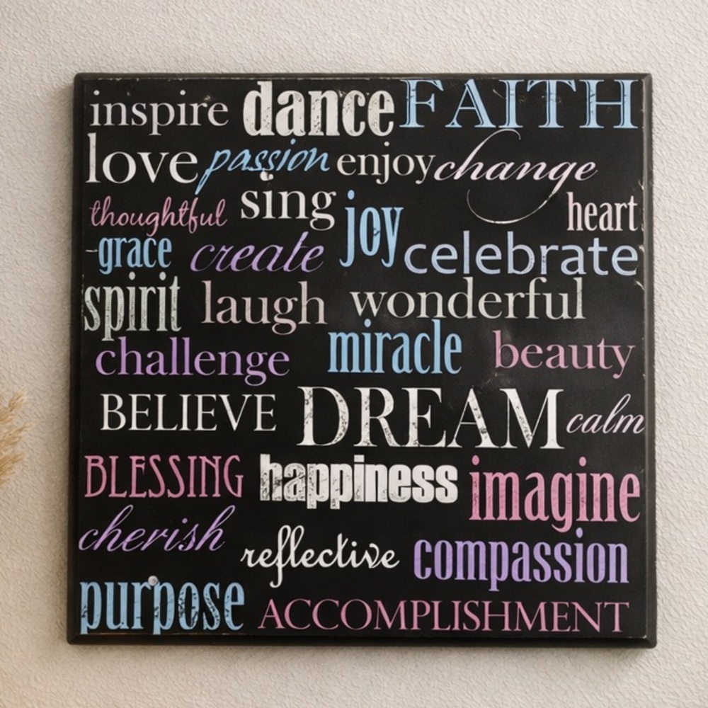 Inspirational Word Art Wall Decor | Positive Quote Home Decor | 10” Square - Picture 2 of 5